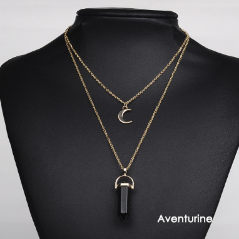 //CLEARANCE//Moon Crystal Layered Choker Necklace - Picture 5 of 8